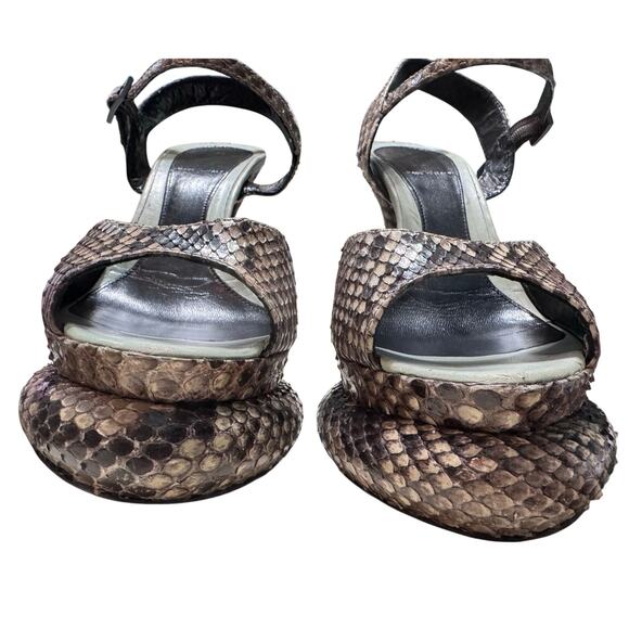 Auth. Fendi Python Snakeskin Bubble Platform Heel Sandals Size 36.5 W/Dust Bags - Picture 4 of 15